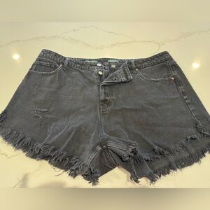 wild fable Black Distressed Frayed Hem Denim Shorts